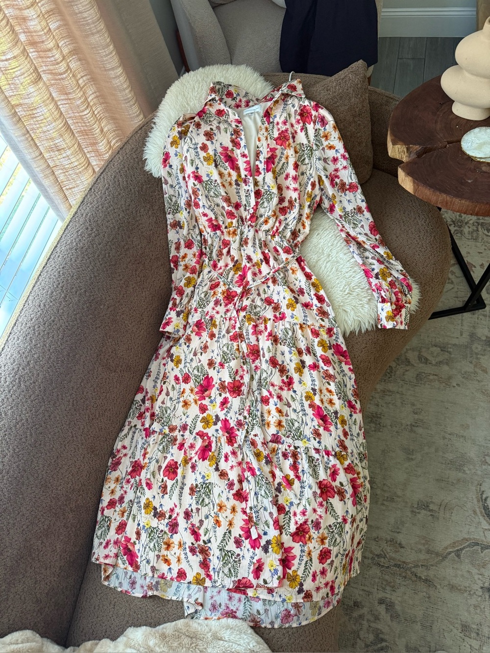Lavender Brown floral maxi dress